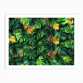 Multicolor Texture Green Fresh Leaves Jungle Hawaii Tropical Art Print