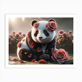 Cute Rose-Panda Art Print