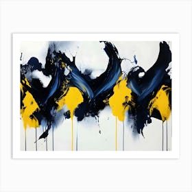 Blue And Yellow Abstract Painting 3 Art Print