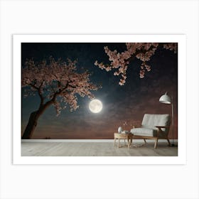 Cherry Blossoms At Night Art Print