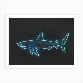 Neon Blue Greenland Shark 3 Art Print