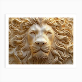 Peaceful 3D Lion Sleeping Art Print