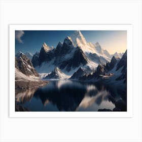 Spectacular Mountain Range With Interconnected Peaks Art Print