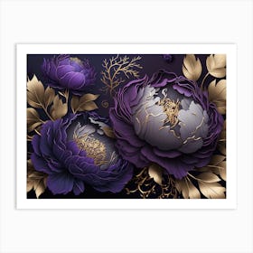 Purple Peonies Elegant Art Print