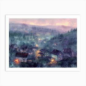 Village At Night 1 Art Print