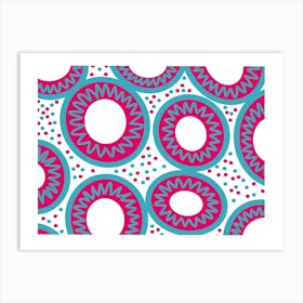 Blue and Pink Circles Art Print