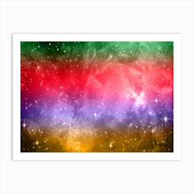 Yellow, Blue, Red, Green Galaxy Space Background Art Print