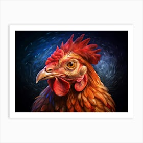 Close Up Portrait Of A Rooster Art Print