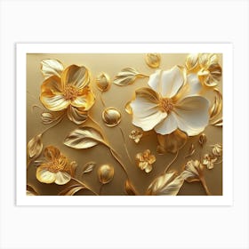 Gold Flowers 7 Art Print