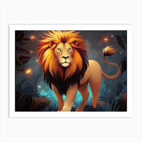 Lion In The Forest Art Print