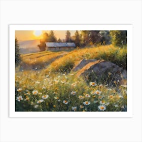 Flower Field On A Clear Day Art Print