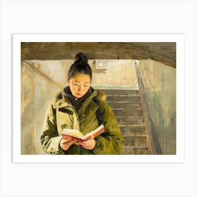 Girl Reading A Book 7 Art Print