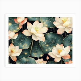 Seamless Lotus Leaf Pattern Textured 1 Art Print