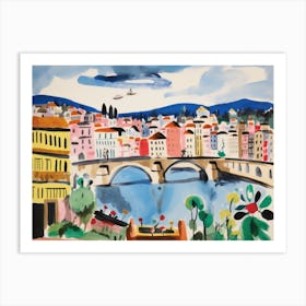 Florence Italy Cute Watercolour Illustration 1 Art Print