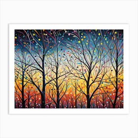 Trees At Night Art Print