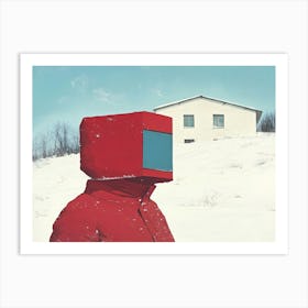 Surrealist Woman In A Red Coat Art Print