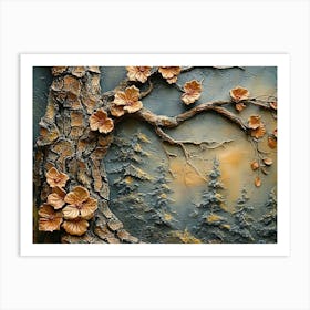 3d Painting of Lifelike Tree Bark Textures and Woodland Beauty of Natural Art Print