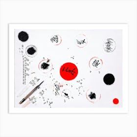 Abstract Digital Painting Featuring A Collection Of Circular And Oval Marks Crisp Handwritten Scrib (3) Art Print