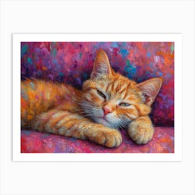 Whiskered Masterpieces: A Feline Tribute to Art History: Orange Tabby Cat Art Print