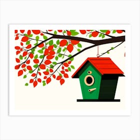 Green Bird House Art Print