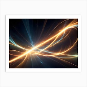 Abstract Image Of Flowing, Dynamic Lines Of Light In Blue And Orange, Creating A Futuristic And Energetic Design Art Print