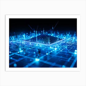 Abstract Digital Art Featuring Large Interconnected Datum Points Symbolizing An Ai Network In A Fut (1) 2 Art Print