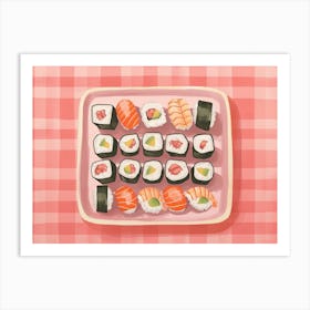 Sushi Selection Pink Checkerboard 1 Art Print