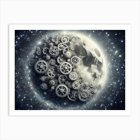 Moon With Gears Art Print