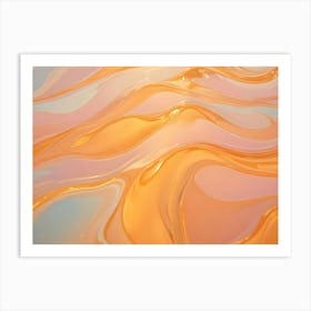 Abstract Background Of Swirling, Flowing Lines And Colors In Shades Of Orange, Pink, And Blue, Creating A Dynamic And Elegant Design Art Print