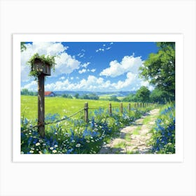 Field Of Blue Flowers Art Print