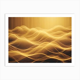 Abstract Background With Flowing, Golden Lines Forming A Wave Like Pattern, Creating A Sense Of Energy And Movement Art Print