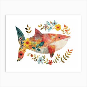 Little Floral Shark 2 Art Print