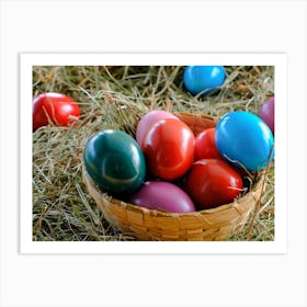 Colorful Easter Eggs In A Basket Art Print