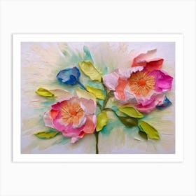 Bold And Textured Palette Knife Flowers In 3d Art Print