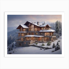 Snowy Mountain House 1 Art Print