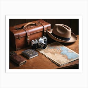 Hat And Camera Art Print