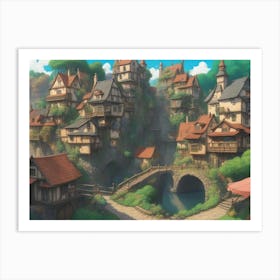 Village In The Forest Art Print