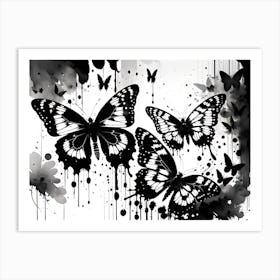 Black And White Butterflies 4 Art Print