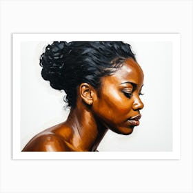 Side Profile Of Beautiful Woman Oil Painting 139 Art Print