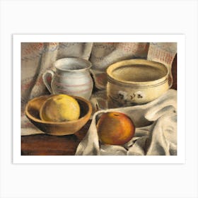Still Life With Ceramic Pots And Apples (1925–1927), Mikuláš Galanda Art Print