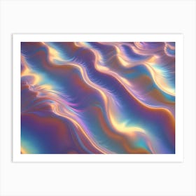 Abstract Background With Swirling, Iridescent Lines In Shades Of Blue, Pink, And Orange, Creating A Mesmerizing And Dynamic Effect Art Print