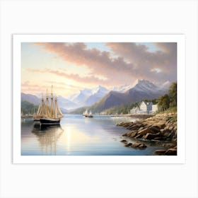 Camden Mountains From The South Entrance To Camden Harbor 1 Art Print