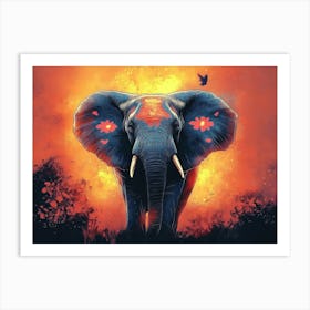 Elephant In Flames Art Print