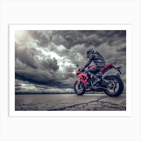 Motorcycle Rider On The Road 3 Art Print