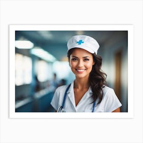 Portrait Of Pretty Smiling Nurse 4 Art Print