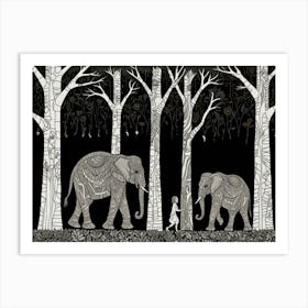 Elephants In The Forest Art Print