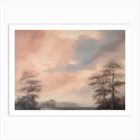 Pink Forest Sky Painting Art Print