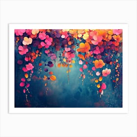 Elegant Colorful With Vibrant Flower Hanging Branches 1 Art Print