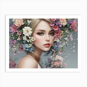 Fashion Woman With Flowers 15 Art Print