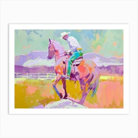 Neon Cowboy In Rocky Mountains 1 Painting Art Print